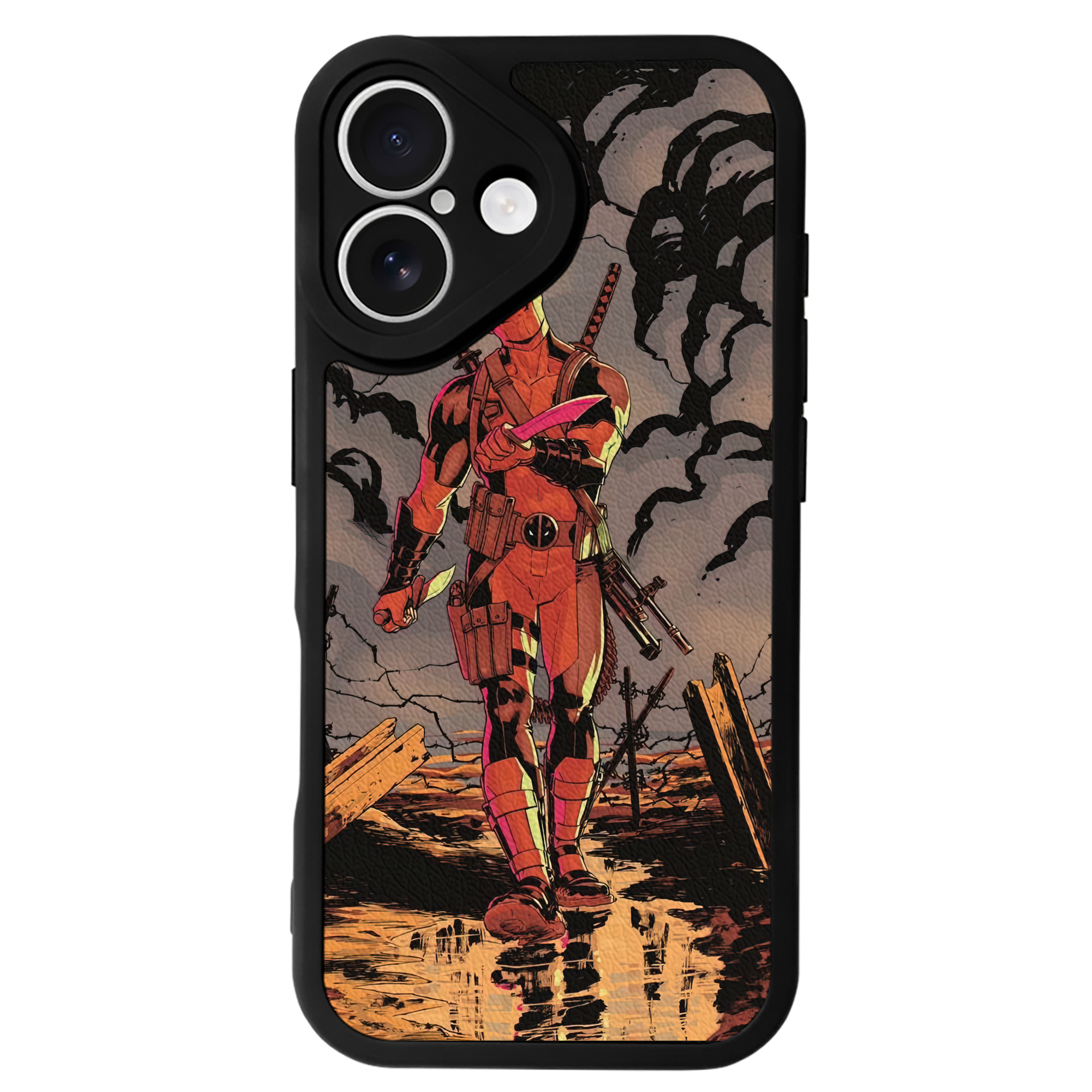（画像用） Deadpool デッドプール 【iPhone 16シリーズ対応】シリコンスマホケース（レザー調） 材質：シリコン